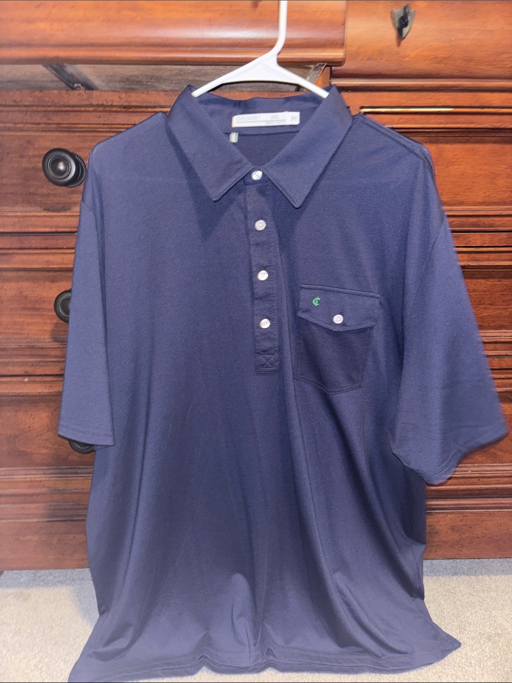 Criquet Men's Navy Blue Short-Sleeve Polo with Chest Pocket